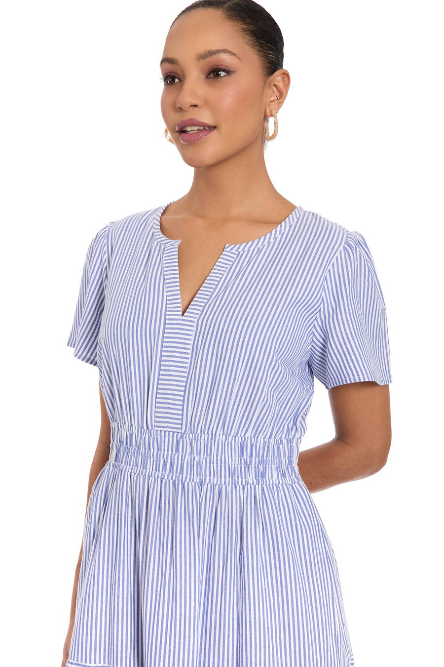 Rachael Striped Elastic Waist Midi