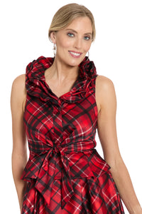 Roosevelt Plaid Top with Triple Ruffle Collar