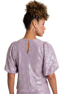 Bryant Jewel Neck Bubble Sleeve Top top