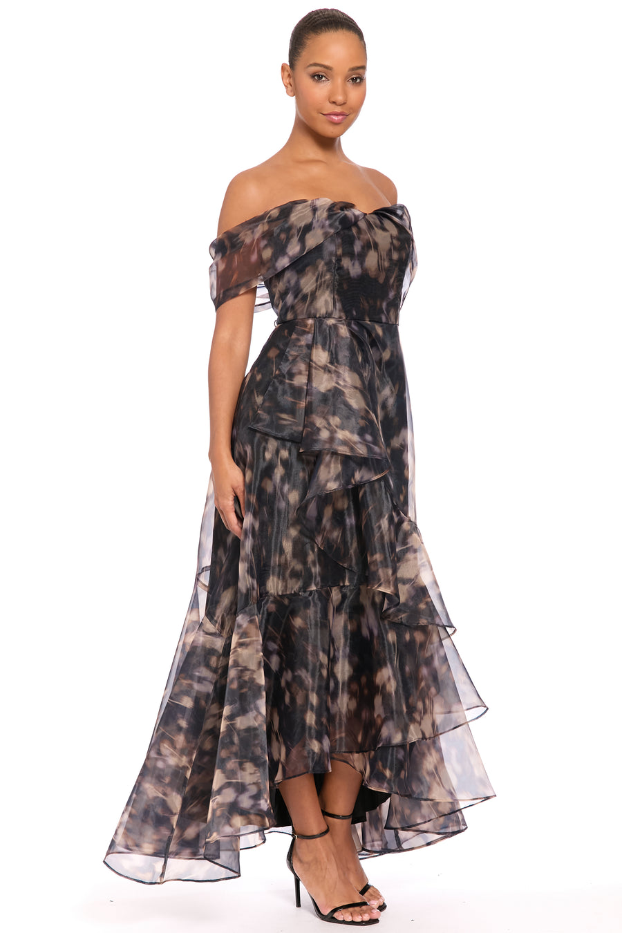 Kiera Off the Shoulder Cascading Ruffle Gown