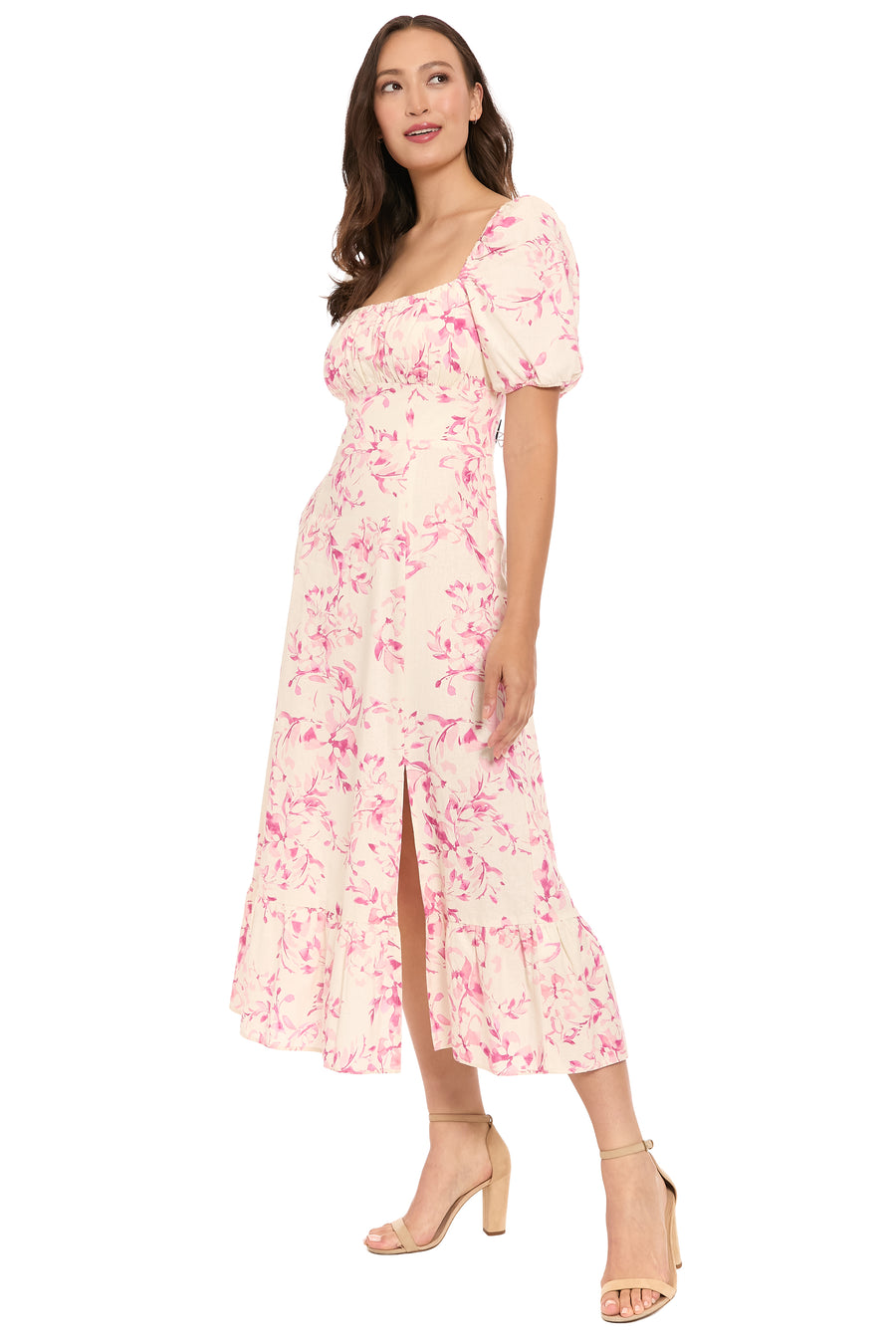 Kristin Puff Sleeve Midi in Willow Whispers