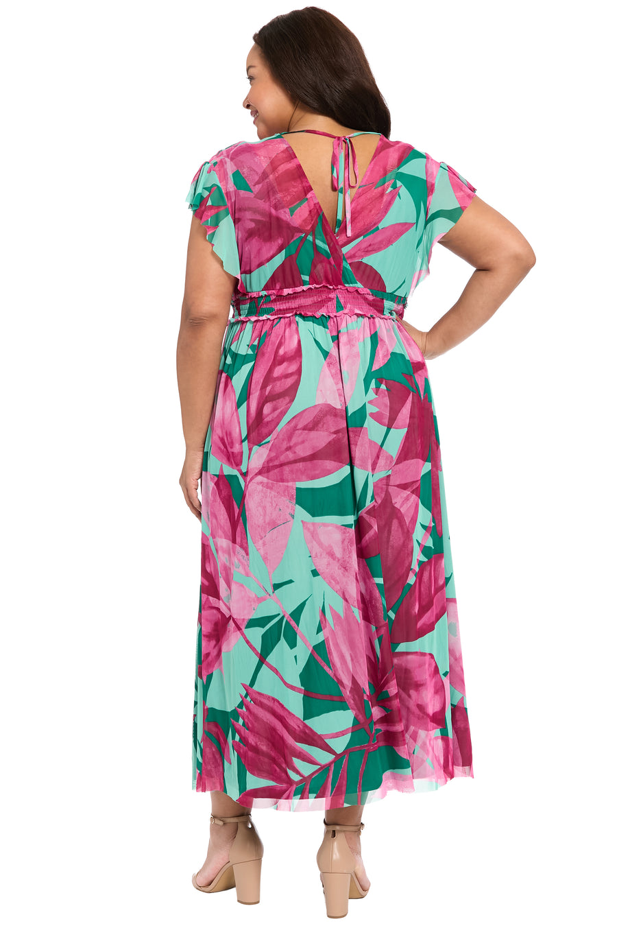 Cassiopeia  V-Neck Tiered Mesh Maxi