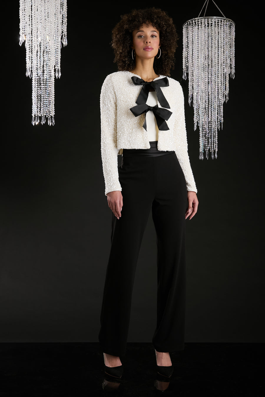 Kennedy Sequin with Velvet Bows Cardigan