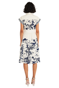 Dulcie Cotton Shirtdress in Riviera Border