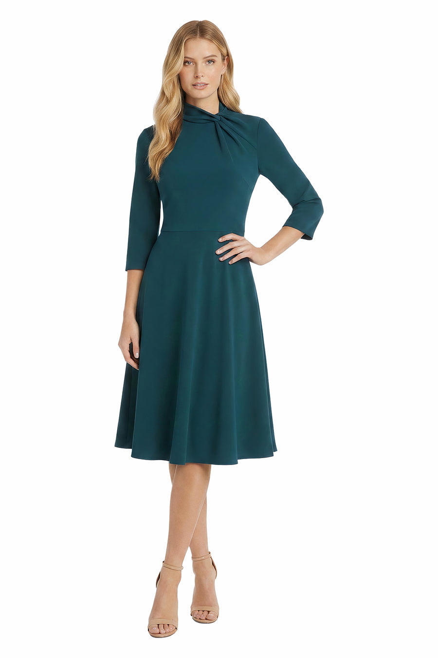 Seylor Twist Neck Fit-and-Flare Dress