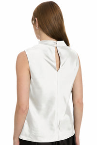 Nica Draped Mock Neck Satin Top