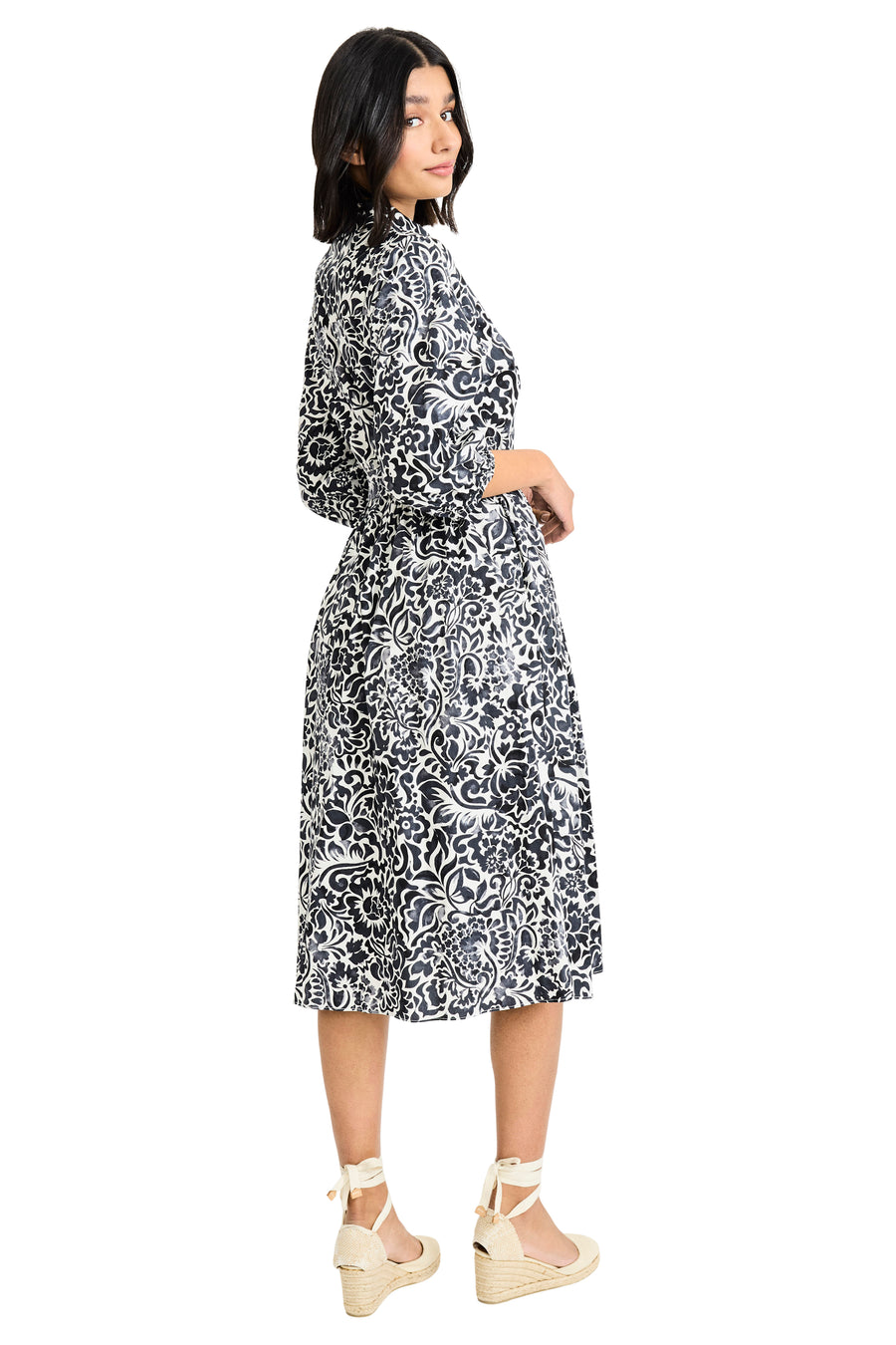 Gail Balloon Sleeve Shirtdress in Mosaic Wildflowers