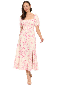 Kristin Puff Sleeve Midi in Willow Whispers