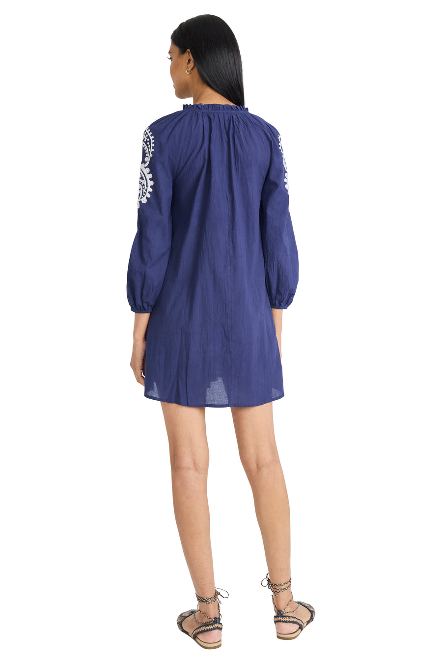 Douglas Cotton Embroidered Long Sleeve Shift