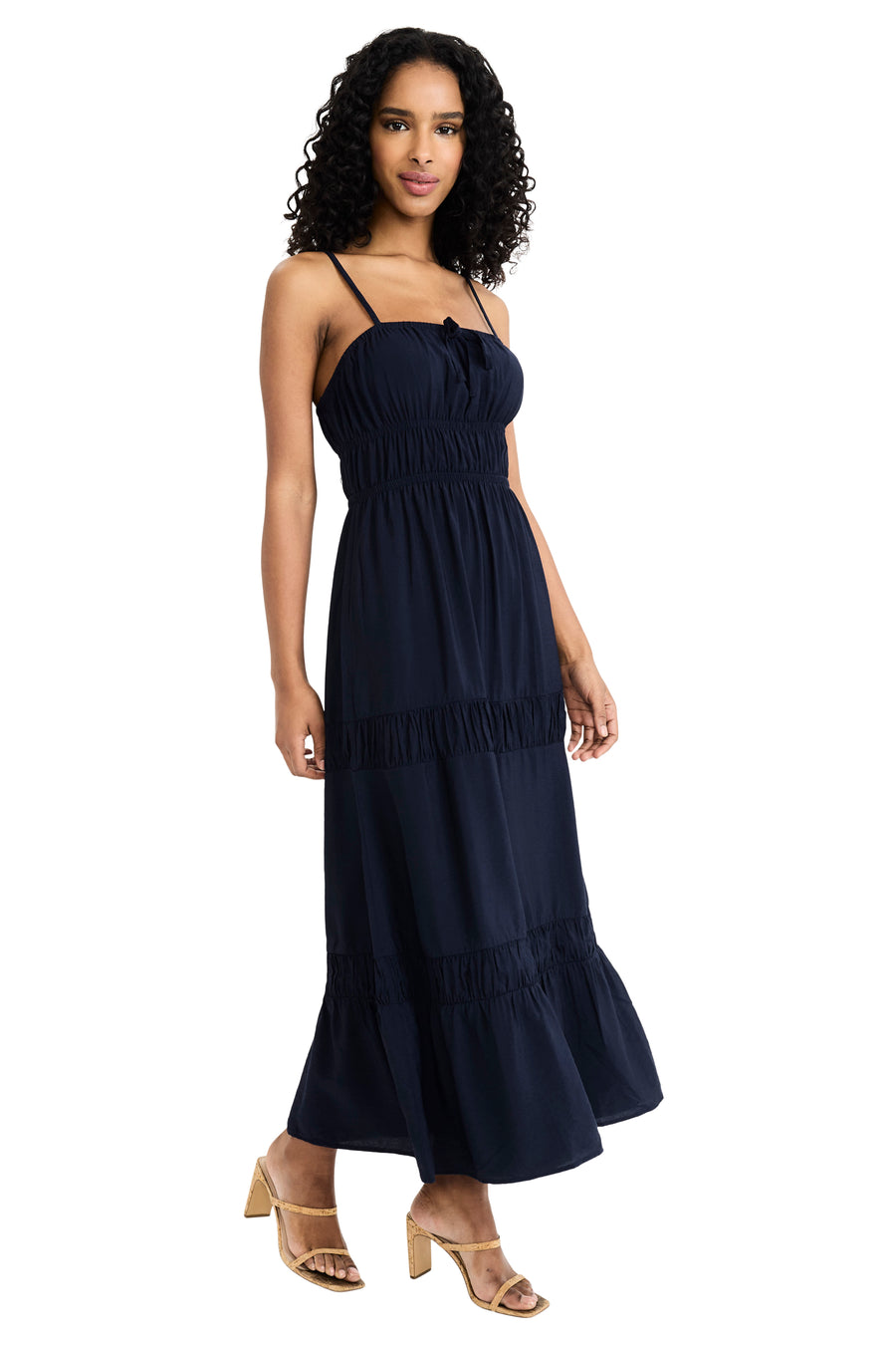 Graham Sleeveless Tiered Midi with Neck Tie