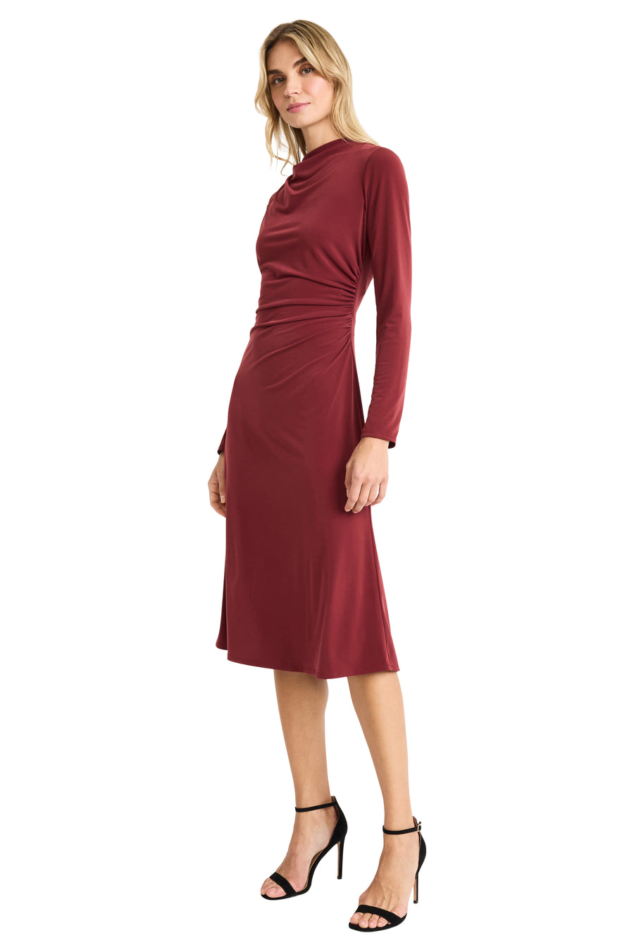 Akira in Solid Fit and Flare Long Sleeve Midi Dress | Maggy London Black / Standard / 8 Akira in Solid Fit and Flare Long Sleeve Midi Dress | Maggy London Black / Standard / 8