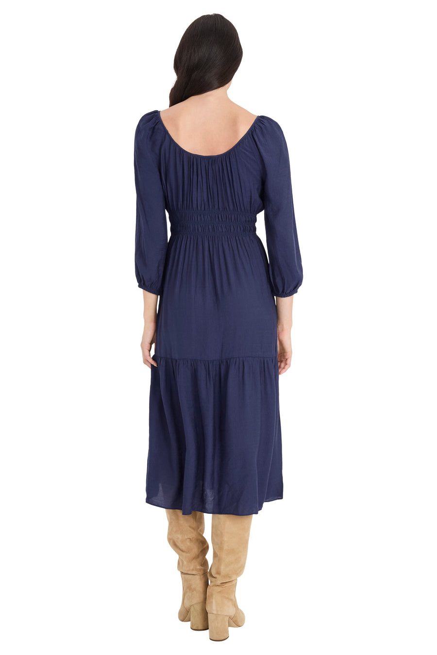 Lawrence Babydoll Smocked Midi Dress