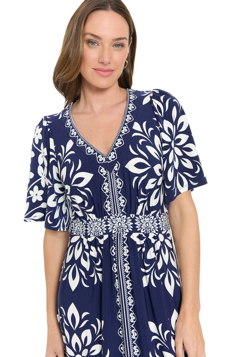 McKay Flutter Sleeve Maxi in Floral Medallion