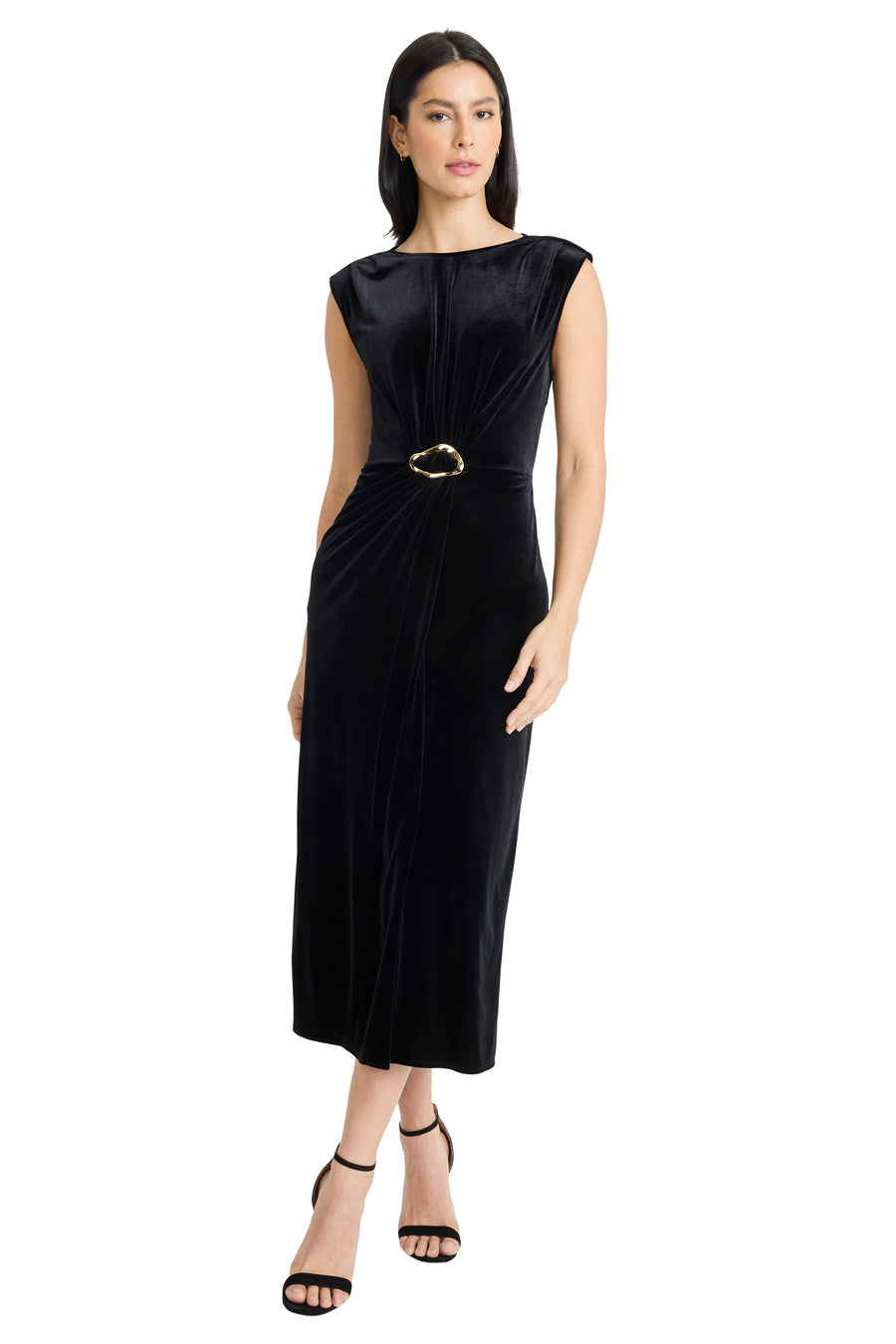 Suzanne Velvet Empire Belted Dress A-Line Cap Sleeve | Maggy London Suzanne Velvet Empire Belted Dress A-Line Cap Sleeve | Maggy London
