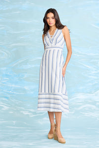 Caroline Striped Neck Tie Midi