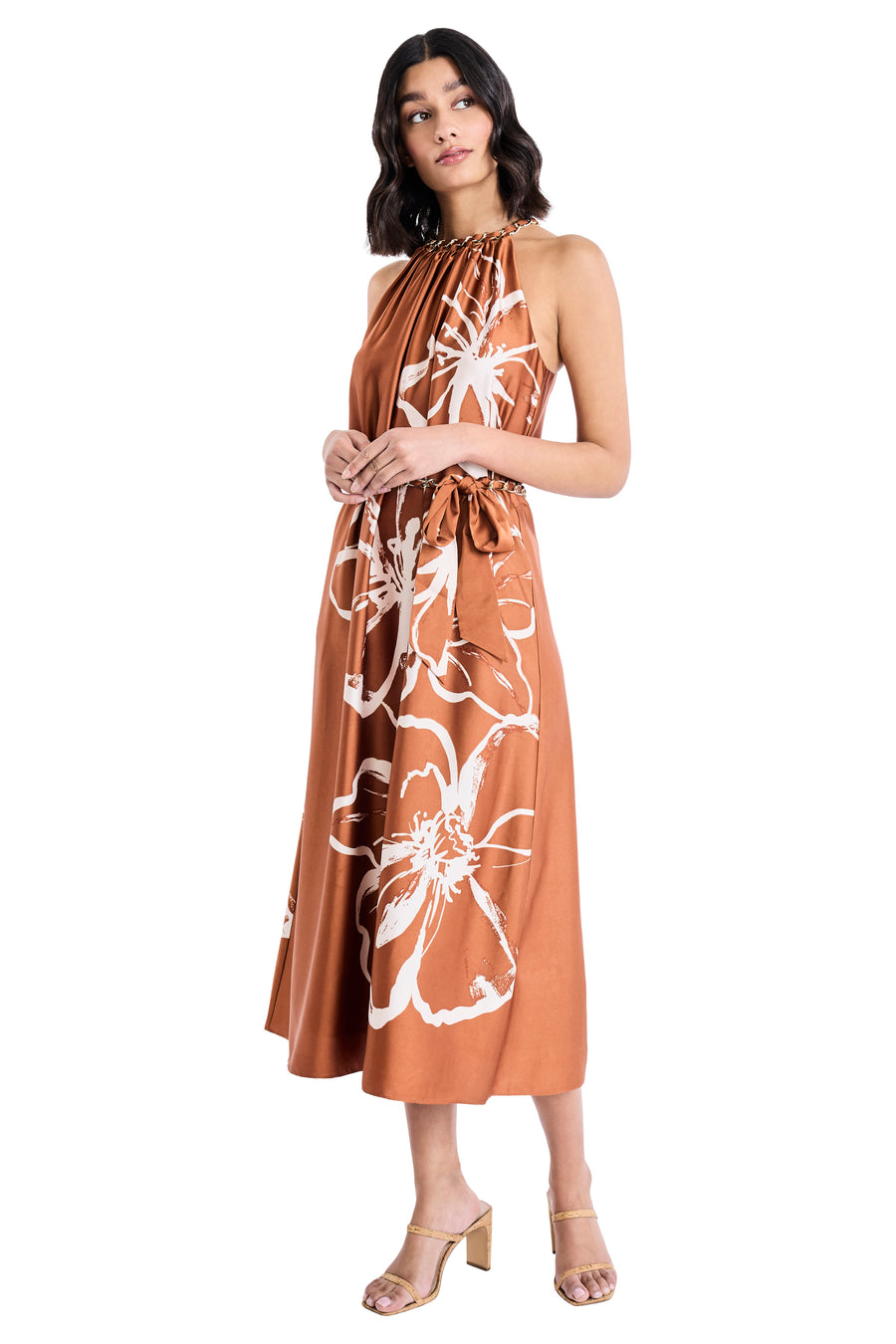 BELTED HALTER NECK DRESS Maggy London BELTED HALTER NECK DRESS Maggy London