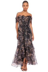 Kiera Off the Shoulder Cascading Ruffle Gown