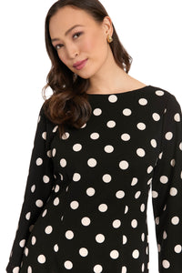 Quin Boat Neck Sheath in Quarter Dots