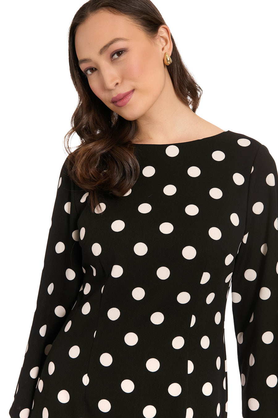 Quin Boat Neck Sheath in Quarter Dots