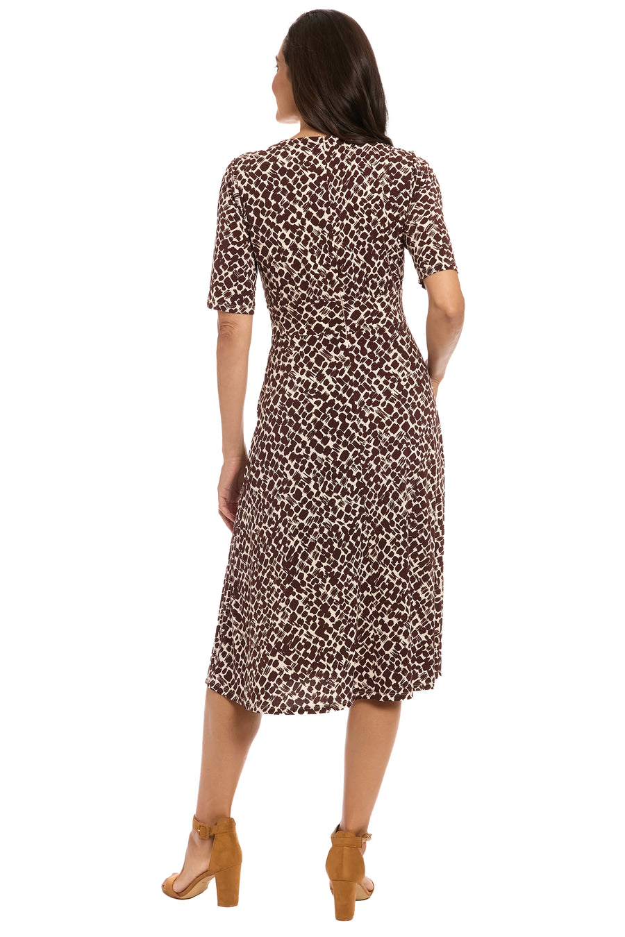 Ayanna Inset Waist Dress in Diagonal Bricks