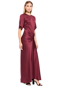 Cinna Satin Ruched Maxi Dress