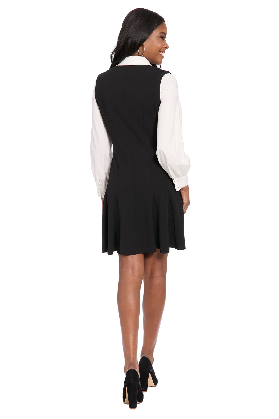 London Times Women's Collared Pleated Mini Dress - Mini Dresses London Times Women's Collared Pleated Mini Dress - Mini Dresses