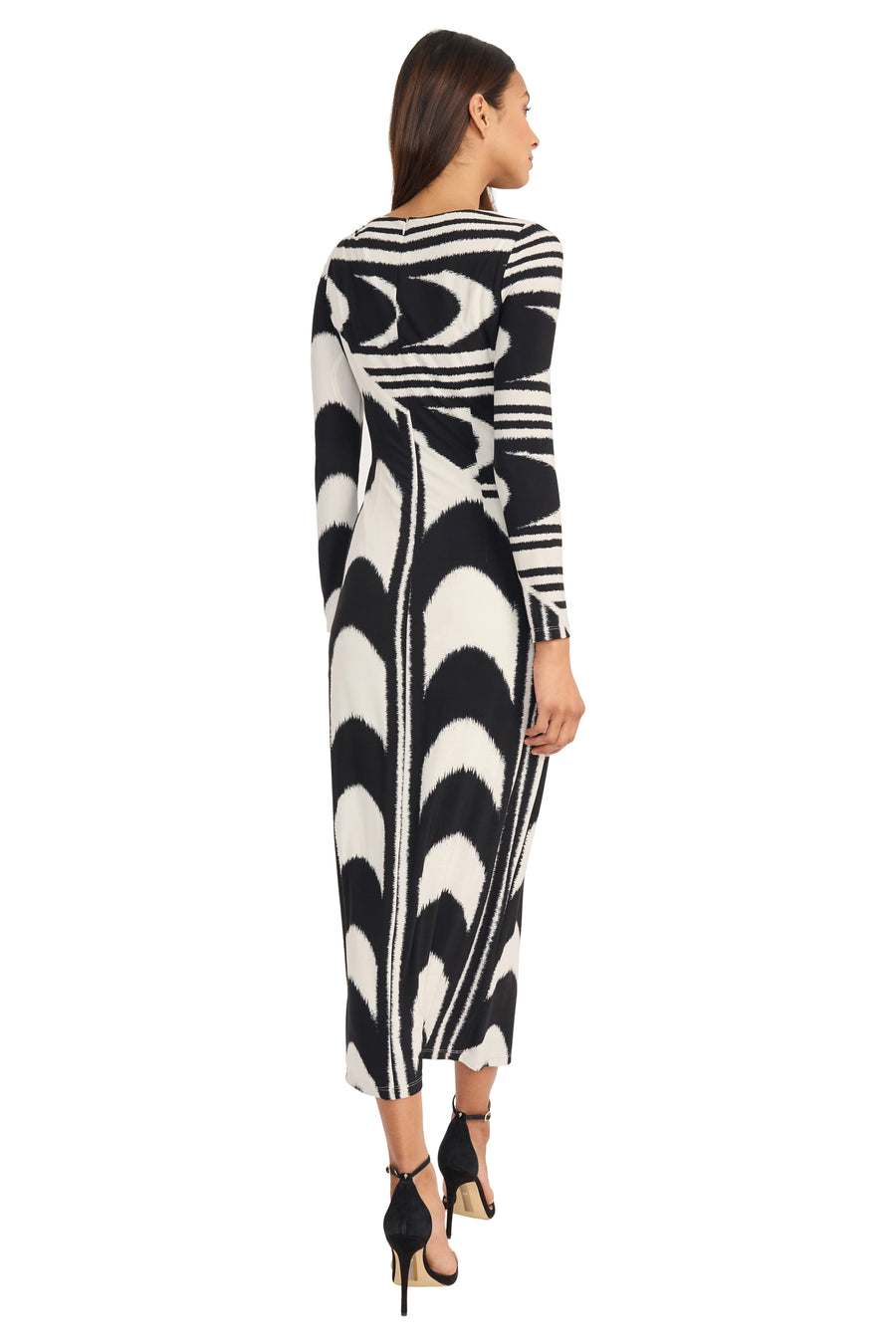 Jayde Geometric Print Fitted Midi Dress