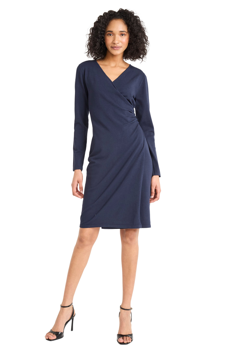 v neck sweater dress long sleeve Long Dolman Sleeve Wrap Knit Sweater Dress