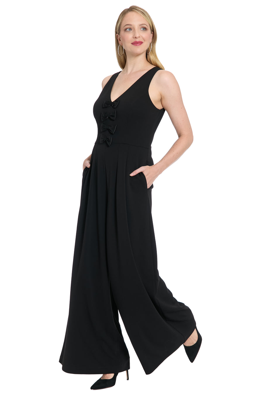Cayla Pleated V-Neck Wide Leg Jumpsuit