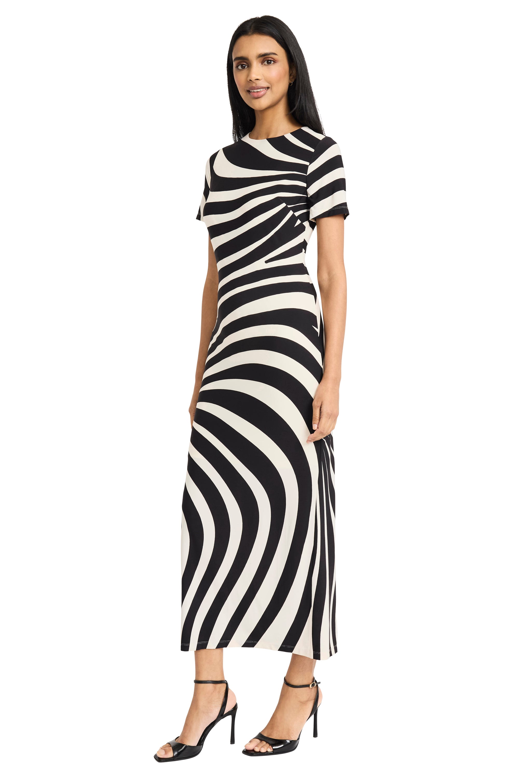 slinky jersey rose detail cut out mini dress Amia Slinky Sleeveless Mini Dress With Hardware - Black main image 0