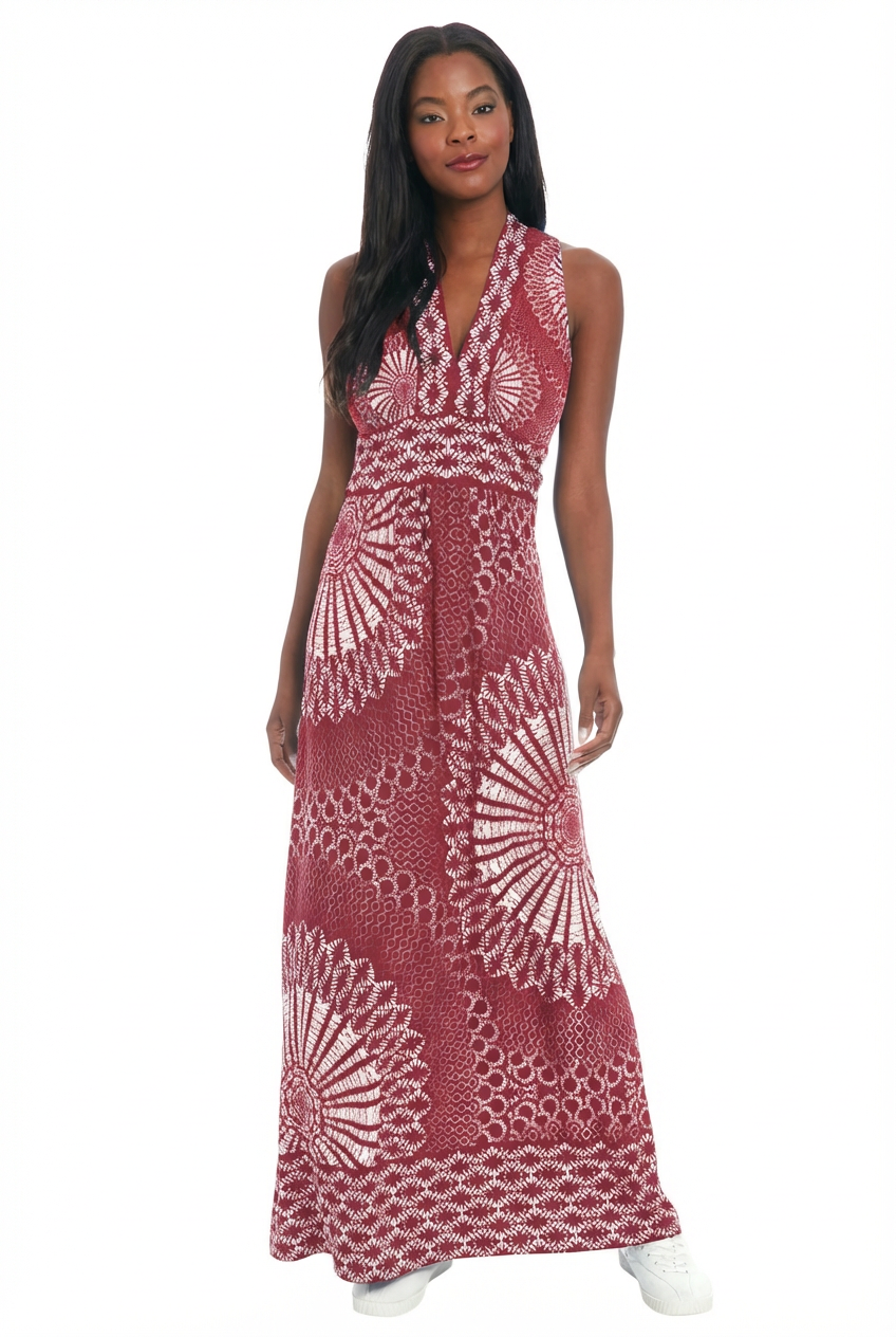 London Times Women's Sleeveless Stretch Jersey Maxi Dress - Red - Maxi dresses London Times Women's Sleeveless Stretch Jersey Maxi Dress - Red - Maxi dresses