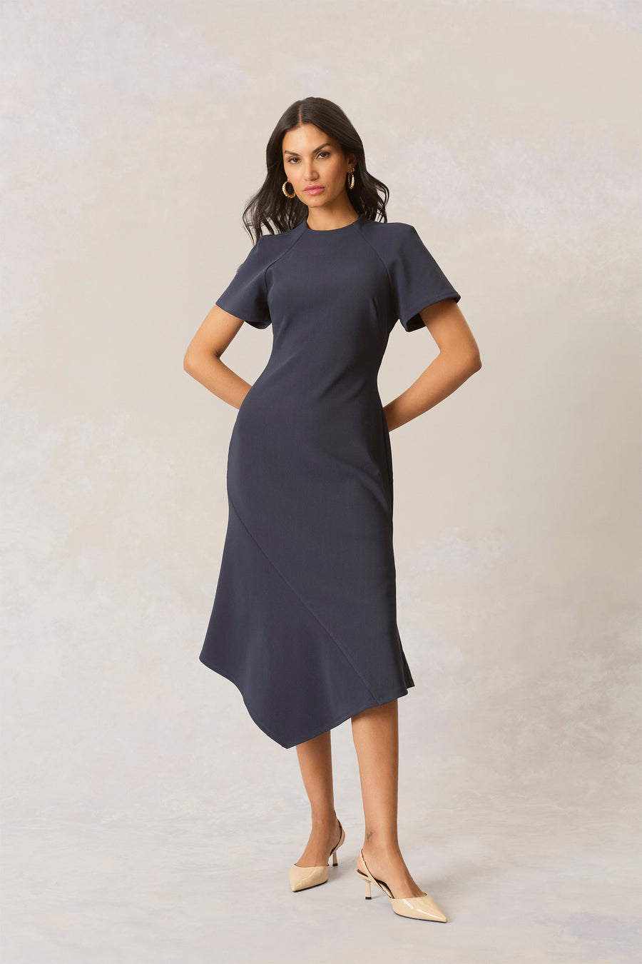 Asymmetrical Hem Dress with Wide Sleeves Green / Standard / 0 Asymmetrical Hem Dress with Wide Sleeves Green / Standard / 0