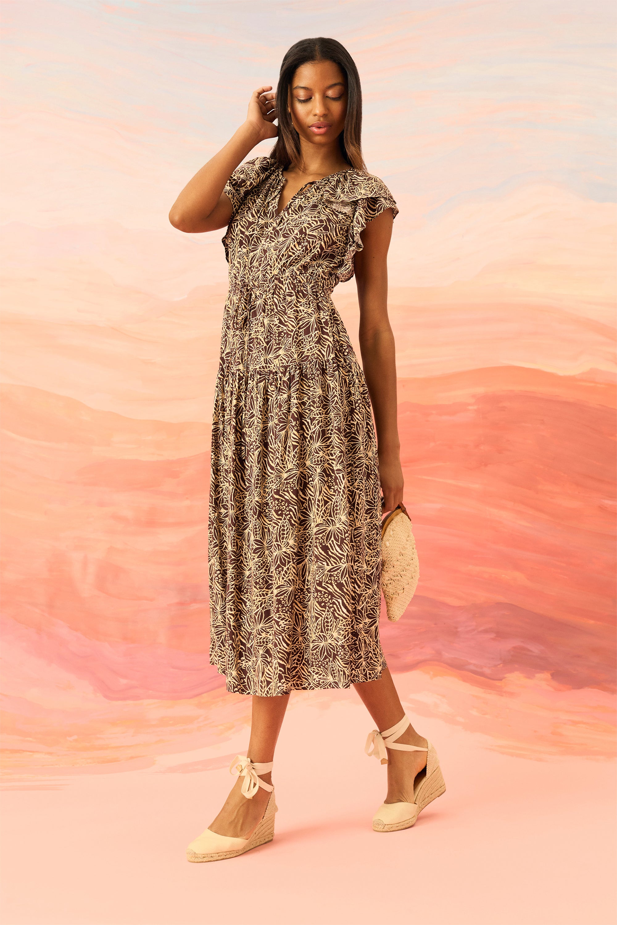maggy london brown dress Maggy London | Dresses | Maggy London Brownwhite Print Jersey Knit Dress