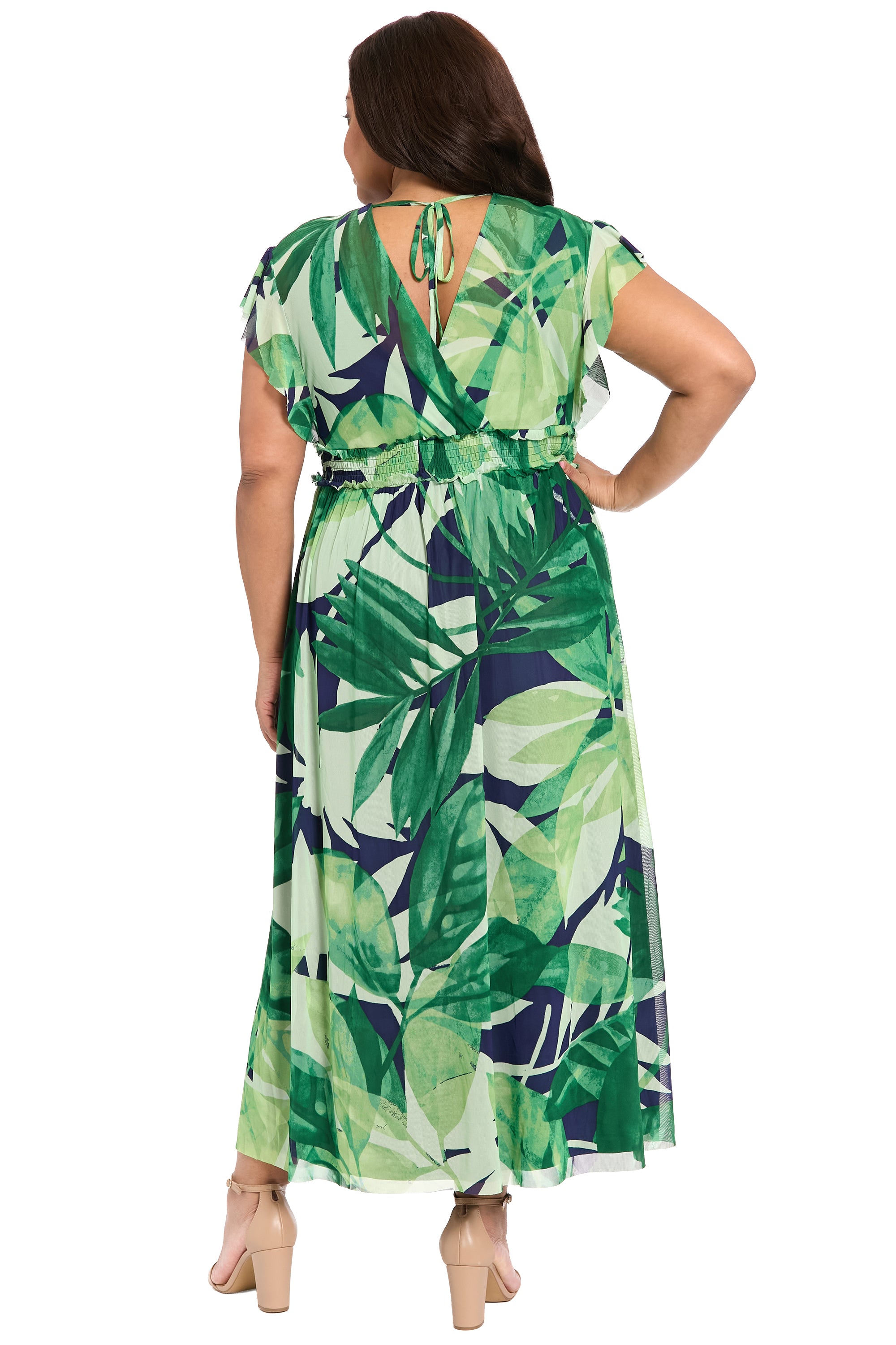Cassiopeia V-Neck Tiered Mesh Maxi Fit and Flare | London Times