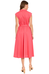 Rosemary Cotton Belted Shirt Dress in Solid