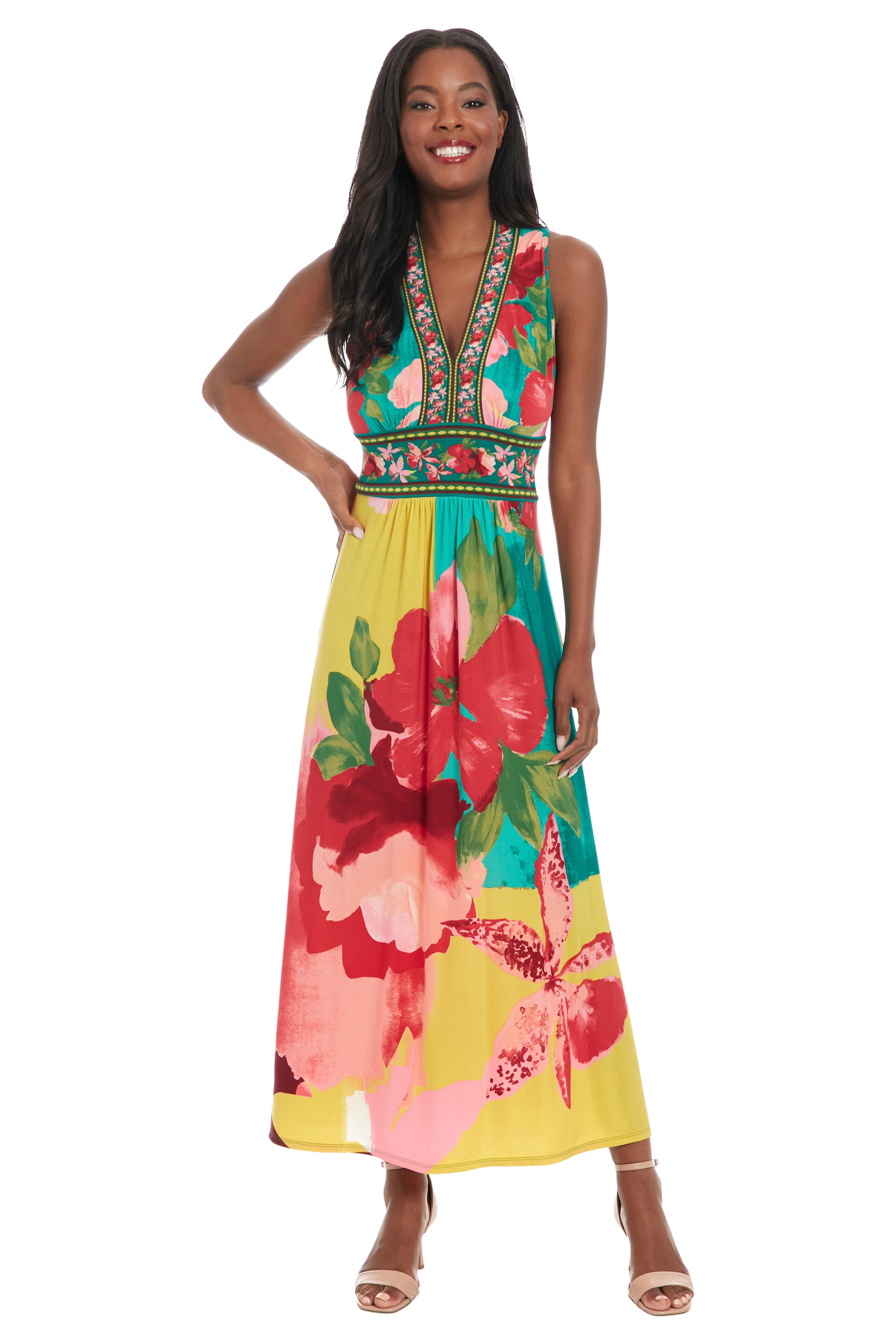 V-NECK SLEEVELESS MAXI – Maggy London