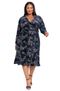 Marlise Shimmering Velvet Faux Wrap Dress