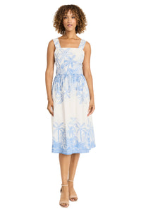 Charice in Painted Palms Midi Fit & Flare Dress - FINAL SALE