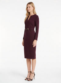 Ginevra Belted Long Sleeve Sheath