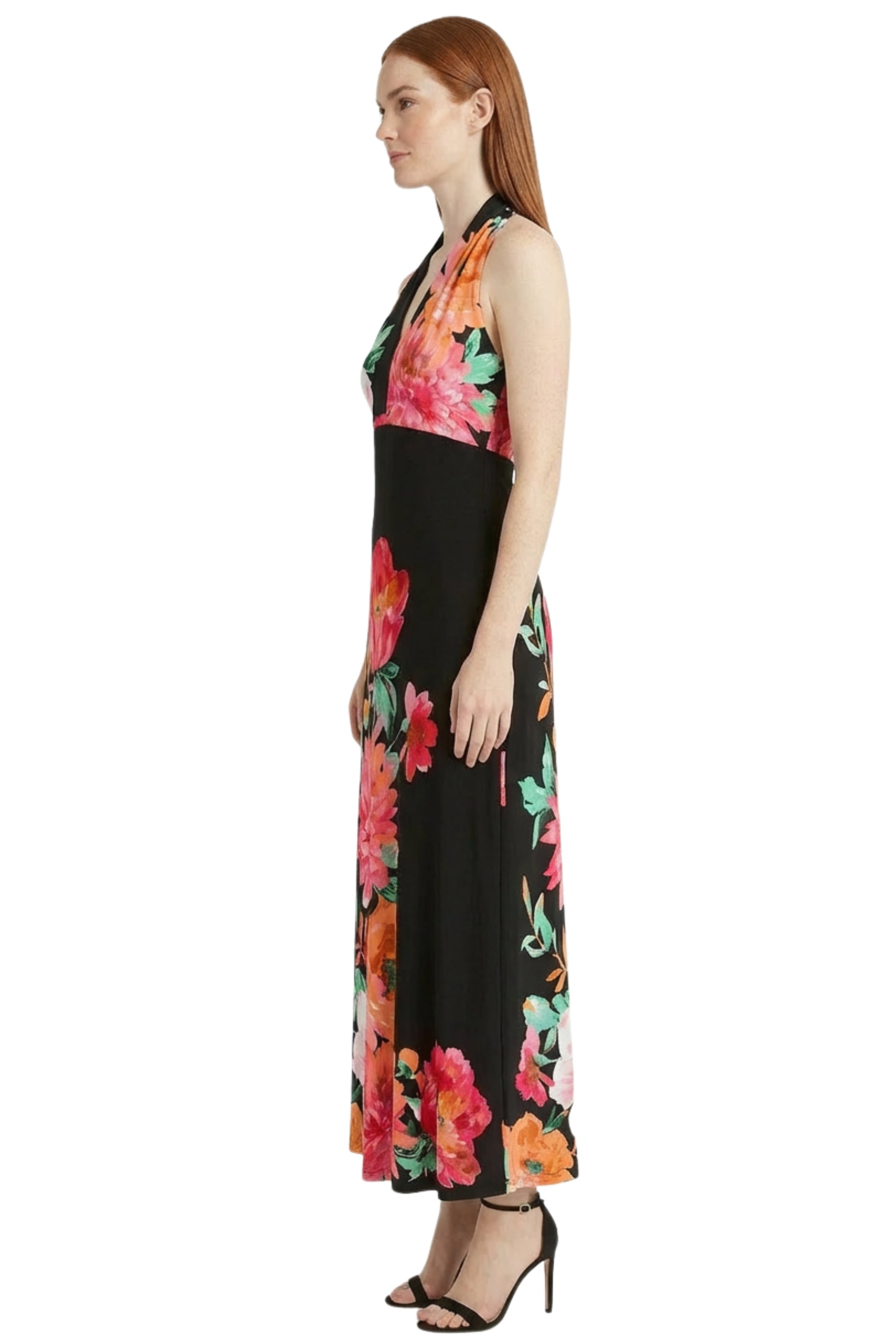 Zarina Halter V-Neck Maxi Dress A-Line Sleeveless | London Times