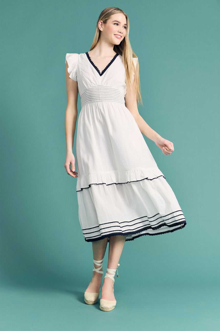 Lissy Cotton Smocked Babydoll Midi