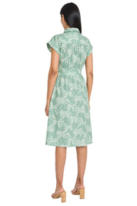 Dulcie Cotton Shirtdress in Charcoal Palms