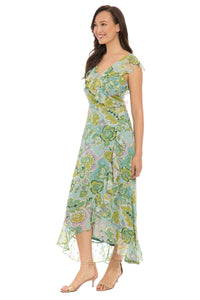 Alessandra Ruffle Faux Wrap Dress in Jacobean Flow - FINAL SALE