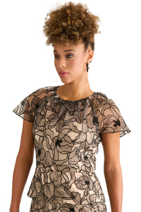 Madonna Cap Sleeve Embroidered Blouse