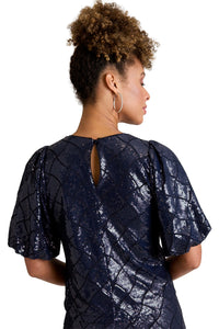 Bryant Jewel Neck Bubble Sleeve Top top