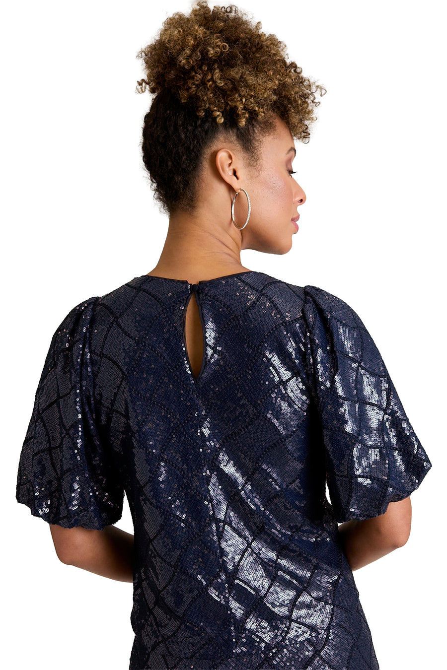 Bryant Jewel Neck Bubble Sleeve Top