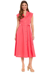 Rosemary Cotton Belted Shirt Dress in Solid