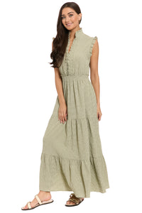 Nevis Sleeveless Maxi in Micro Check