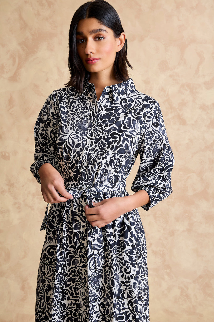 Gail Balloon Sleeve Shirtdress in Mosaic Wildflowers
