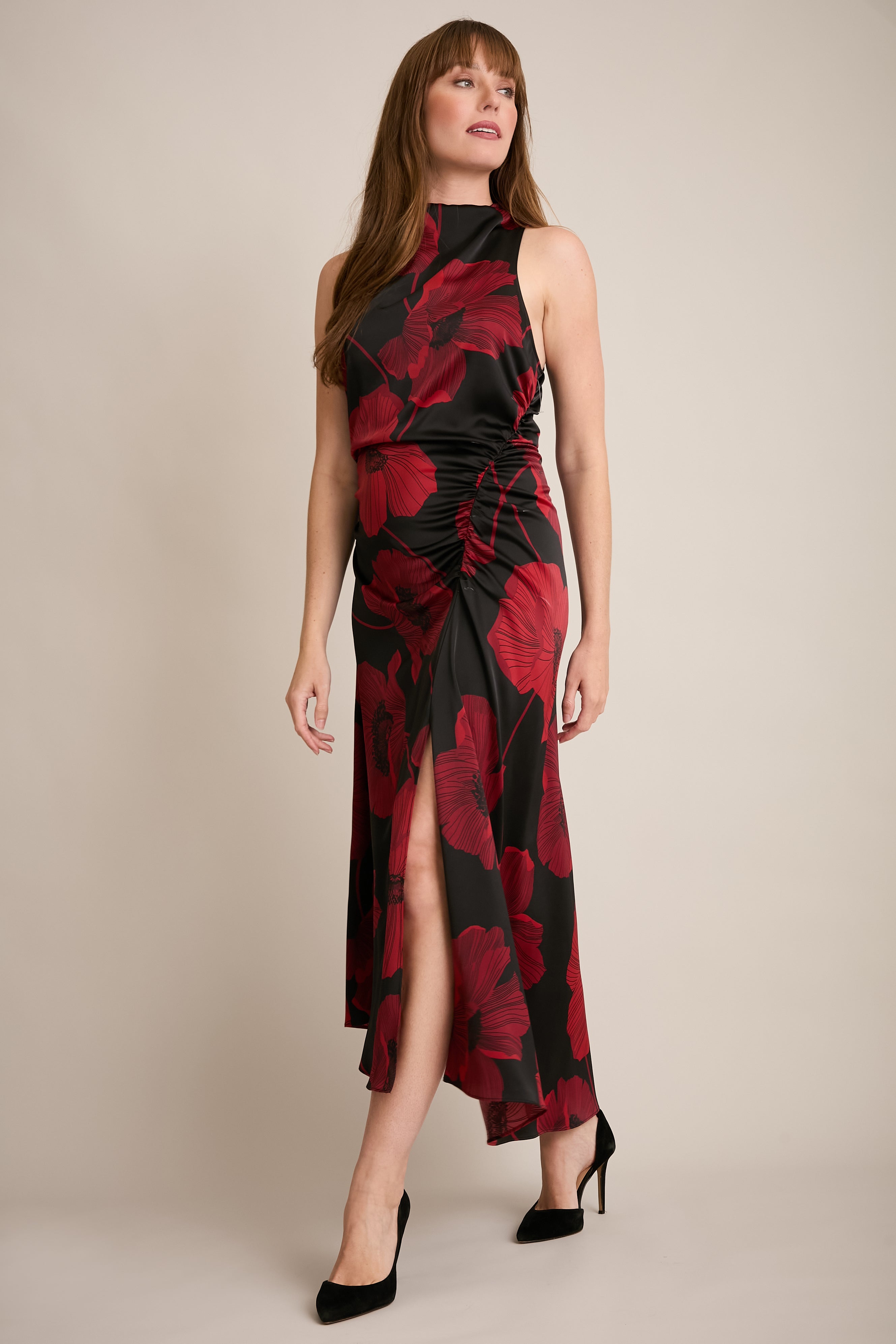 Lisbeth Mock Neck Halter in Charmeuse